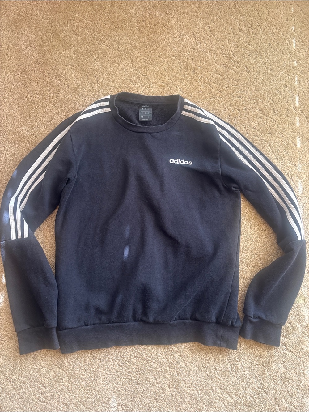adidas Black Crewneck Sweatshirt with White Three-Stripes